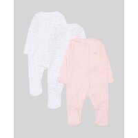 Baby Cotton Sleepsuits - Pack Of 3 Rose 0-3 Mths