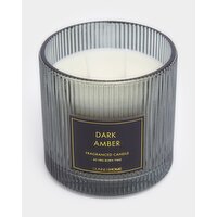 Dark Amber Ribbed Candle Charcoal 