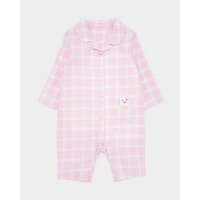 Pink Check Romper Baby-Pink 0-3 Mths