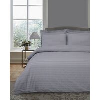 Waffle Stripe Duvet Set Grey Double