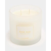 Ribbed Candle Rose Oud White 