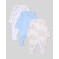 Pure Cotton Sleepsuits - Pack Of 3 Yellow 3-6 Mths