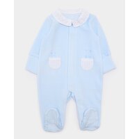 Boys Velour Sleepsuit Light-Blue 3-6 Mths