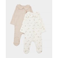 Bear And Bee Sleepsuit - Pack Of 2 Stone Newborn