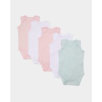 Sleeveless Bodysuit - Pack Of 5 Light-Pink 0-3 Mths