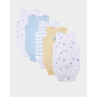 Sleeveless Bodysuits - Pack Of 5 Light-Blue 3-6 Mths