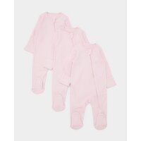 Cotton Pink Two-Way-Zip Sleepsuit - Pack Of 3 Light-Pink 3-6 Mths