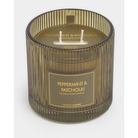 Ribbed Candle Peppermint & Patchouli Olive 