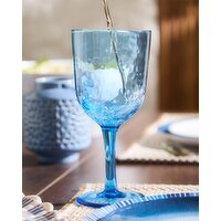 Hammered Blue Tint Wine Glass Blue 