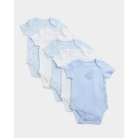 Pure Cotton Bodysuits - Pack Of 5 Blue 3-6 Mths