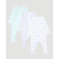 Pure Cotton Sleepsuits - Pack Of 3 Green 9-12 Mths