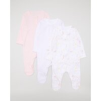 Baby Cotton Sleepsuits - Pack Of 3 Lilac 6-9 Mths