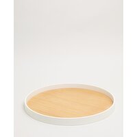 Round Bamboo Wood Tray Cream 