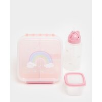 Lunchbox And Bottle Set Pink-Print 