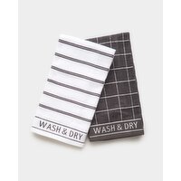 Large Terry Tea Towels - Pack Of 2 Grey