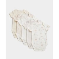 Pure Cotton Bodysuit - Pack Of 5 Brown 0-3 Mths