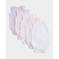Sleeveless Bodysuits - Pack Of 5 Pink 0-3 Mths
