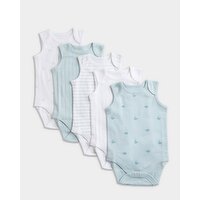 Sleeveless Bodysuits - Pack Of 5 Green 2-3 Yrs