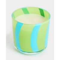 Stripe Glass Coconut & Caramel Candle Green 