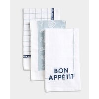 Printed Tea Towels - Pack Of 3 Light-Blue