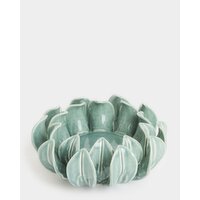 Leaf Pillar Candle Holder Green 