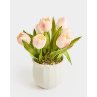 Faux Potted Tulips Baby-Pink