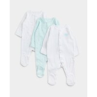 Pure Cotton Sleepsuits - Pack Of 3 Green Newborn