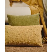 Floral Embroidered Cushion Ochre 50x30