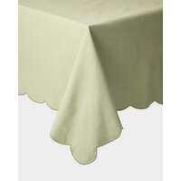 Scallop Trim Tablecloth Sage L
