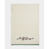 Carolyn Donnelly Eclectic Waffle Embroidered Tea Towel Cream
