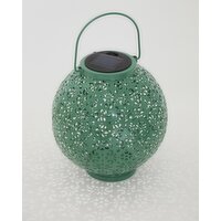 Round Mosaic Solar LED Lantern Green L