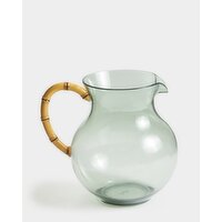 Tinted Jug With Bamboo Handle Green 