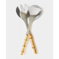 Bamboo Salad Servers - Two Piece Set Natural 