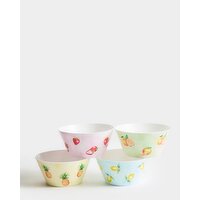 Fruit Print Bowls - Pack Of 4 Multi 
