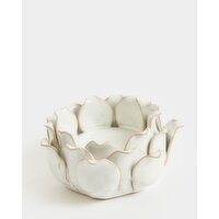 Petal Pillar Candle Holder Ivory 