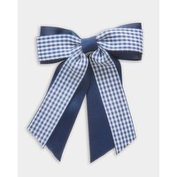 Gingham Bow Clip Navy