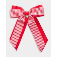 Gingham Bow Clip Red