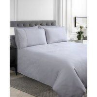 Geo Embroidered Duvet Set Grey Double