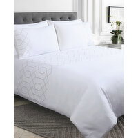 Geo Embroidered Duvet Set White King Size