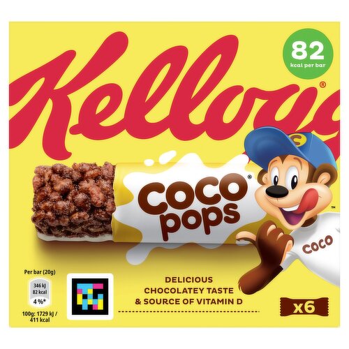 Kellogg's Coco Pops Breakfast Cereal Bars 6x20g