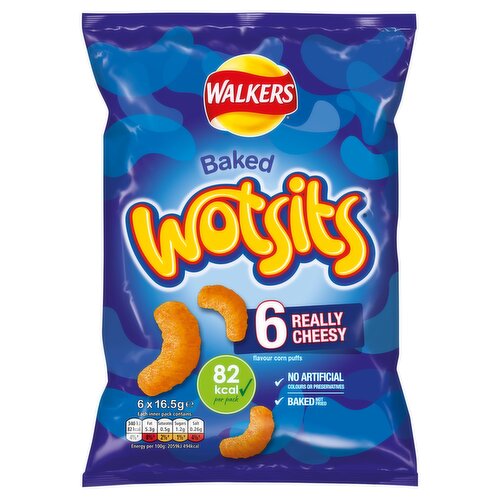 Walkers Wotsits Cheese Multipack Snacks Crisps 6x16.5g