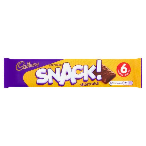 Cadbury Snack Shortcake Chocolate Biscuit 6 Pack Multipack, 120g