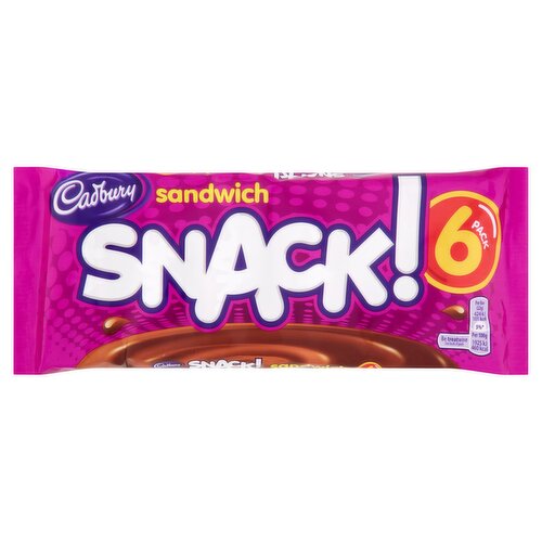 Cadbury Snack Sandwich Chocolate Biscuit 6 Pack Multipack, 132g