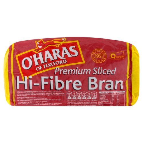 O'Haras of Foxford Premium Sliced Hi-Fibre Bran Bread 800g