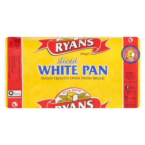 Ryans Sliced White Pan 800g