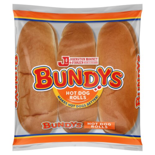 Johnston Mooney & O'Brien Bundys Hot Dog Rolls 420g