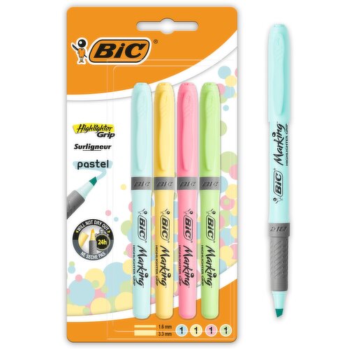 BIC Highlighter Grip Pens x4