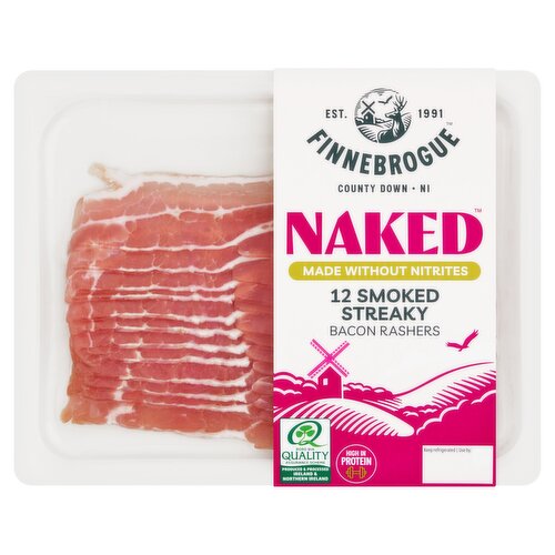 Finnebrogue Naked 12 Smoked Streaky Bacon Rashers 200g