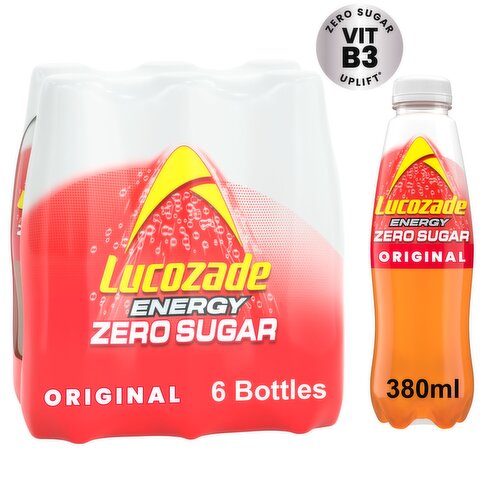 Lucozade Energy Zero Sugar Drink Original 6x380ml