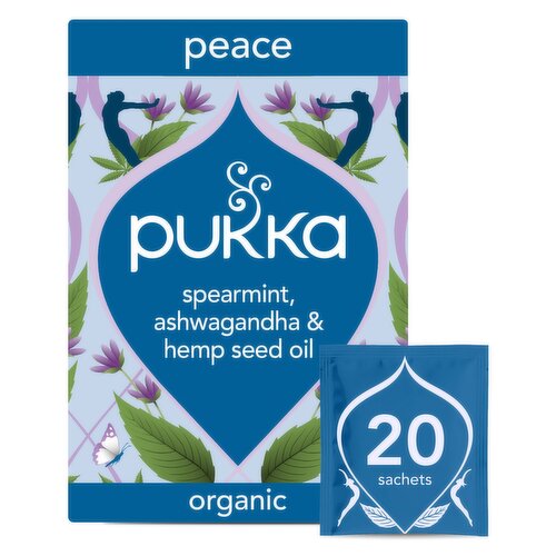 Pukka Organic Peace Tea With Chamomile 20 Home Compostable Herbal Tea Bags 30g